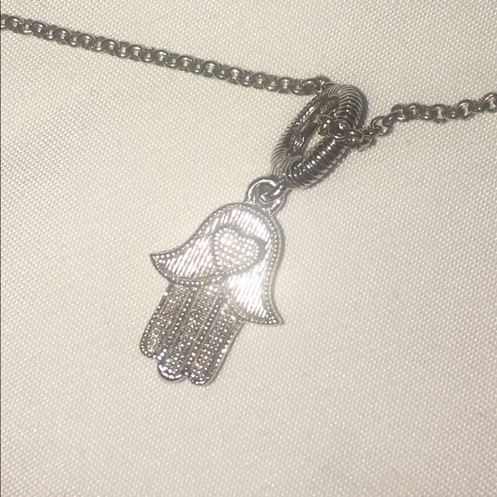 Judith Ripka Silver Sapphire Hamsa Necklace